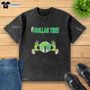Nice Grinch hands holding love sign on a Dollar Tree Christmas washed t-shirt, perfect for festive holiday wear.