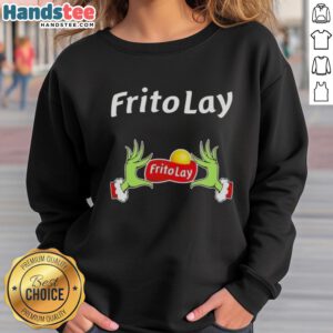 Alt Text: Cozy Nice Grinch Hands Love Frito Lay Christmas Sweatshirt featuring festive design for holiday cheer.