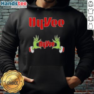 Cozy Nice Grinch Hands Love Hy-Vee Christmas Hoodie featuring festive design perfect for holiday celebrations.