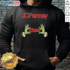 Cozy JCPenney Christmas hoodie featuring Grinch hands forming a heart, perfect for festive holiday wear.