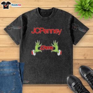 Nice Grinch Hands Love JCPenney Christmas washed t-shirt featuring festive design and vibrant colors for holiday cheer.