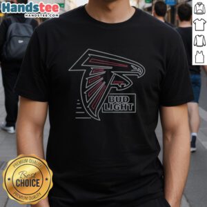 Alt Text: Original Bud Light Atlanta Falcons T-Shirt featuring team colors and logo, perfect for fans and game day attire.