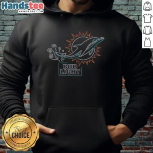 Original Bud Light Miami Dolphins hoodie featuring team colors and logo, perfect for game day and casual wear.