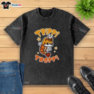 Premium Brainrot Trippi Troppi Washed T-Shirt in vibrant colors, perfect for casual wear and summer outings.
