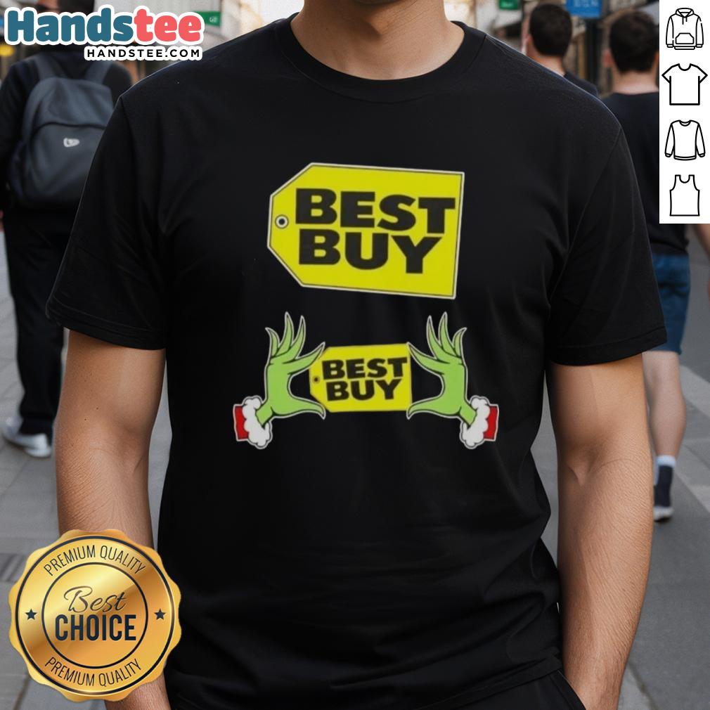 Premium Grinch Hands Love Best Buy Christmas T-Shirt featuring festive design and vibrant colors for holiday cheer.