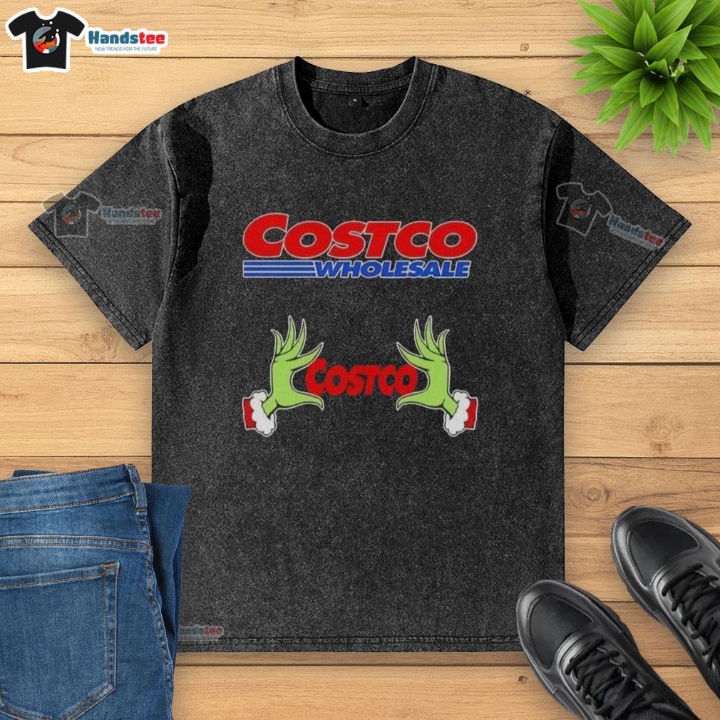 Premium Grinch Hands Love Costco Wholesale Christmas T-Shirt, featuring a festive design perfect for holiday celebrations.