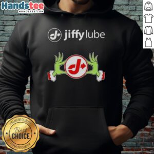 Premium Jiffy Lube X Grinch Hands Merry Christmas Hoodie featuring festive design and cozy fit for holiday celebrations.