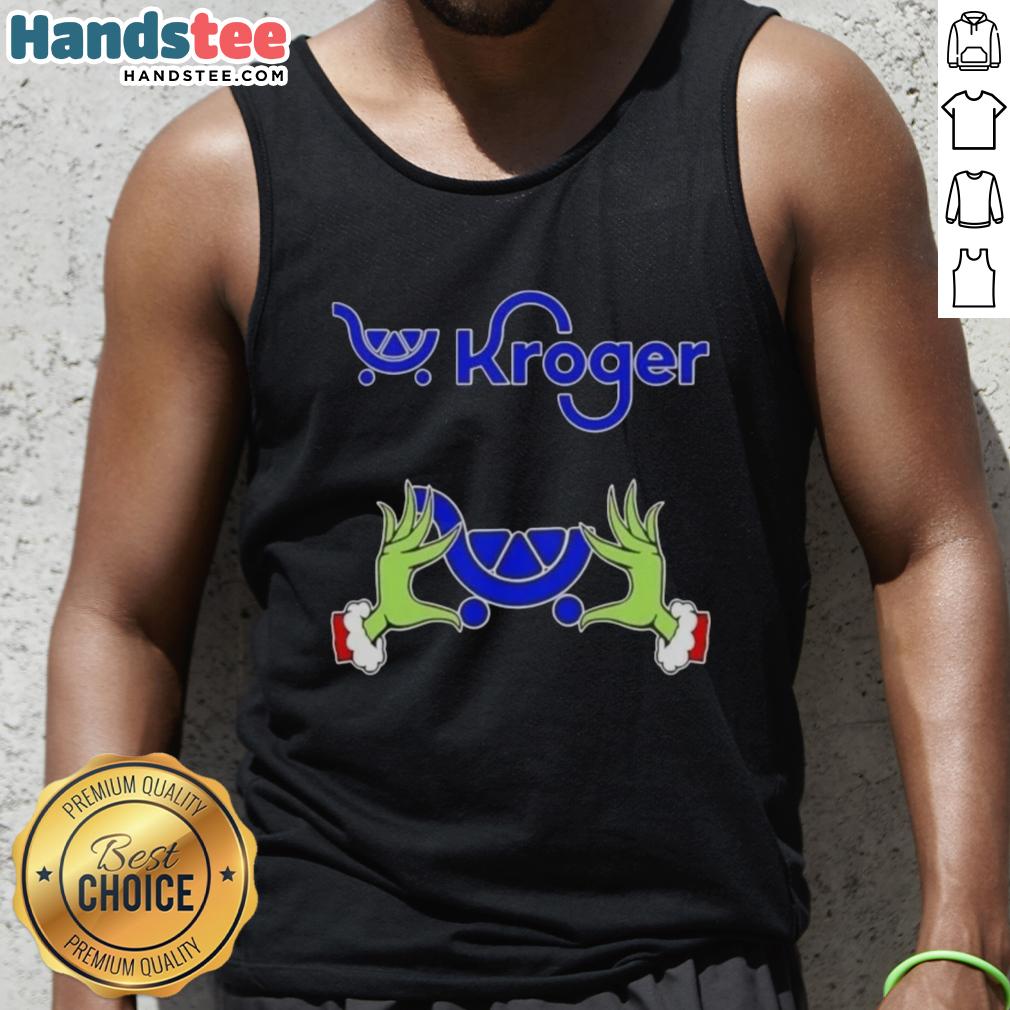 Premium Kroger X Grinch Hands Merry Christmas Tank Top featuring festive design perfect for holiday celebrations.