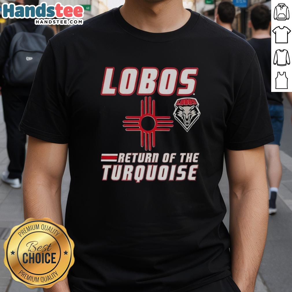 Alt Text: Premium Lobos Return Of The Turquoise T-Shirt featuring a vibrant turquoise color and stylish design for casual wear.
