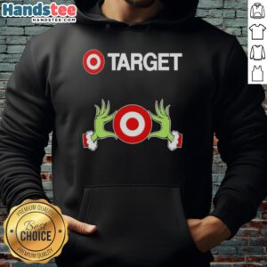 Alt Text: Premium Target X Grinch Hands Merry Christmas Hoodie featuring festive design and comfortable fit for holiday cheer.