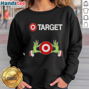 Premium Target X Grinch Hands Merry Christmas sweatshirt featuring festive design perfect for holiday celebrations.