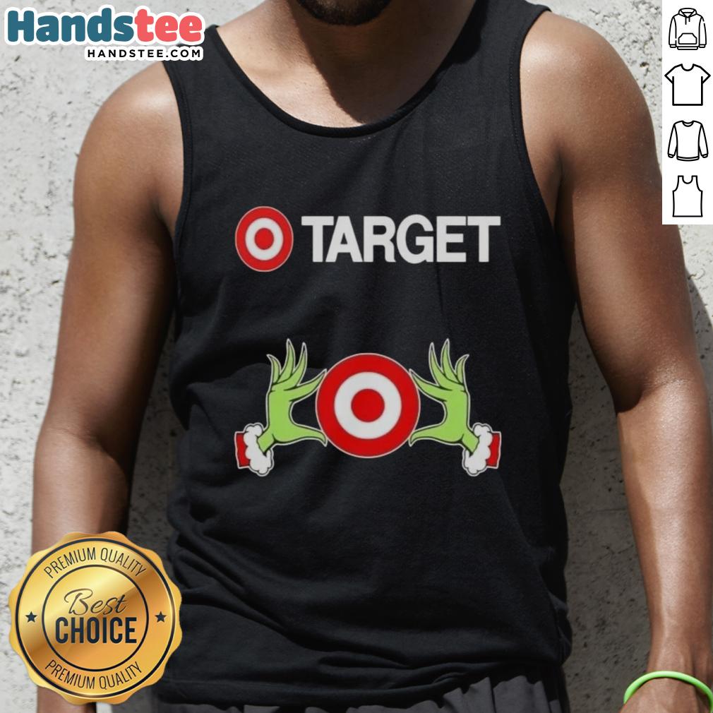 Premium Target X Grinch Hands Merry Christmas Tank Top featuring festive design and vibrant colors for holiday cheer.