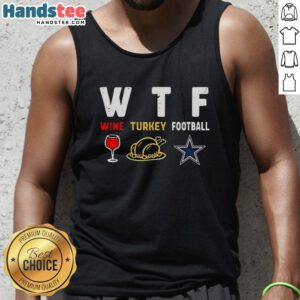 Nice wine and Thanksgiving-themed Dallas Cowboys football tank top for festive holiday celebrations.