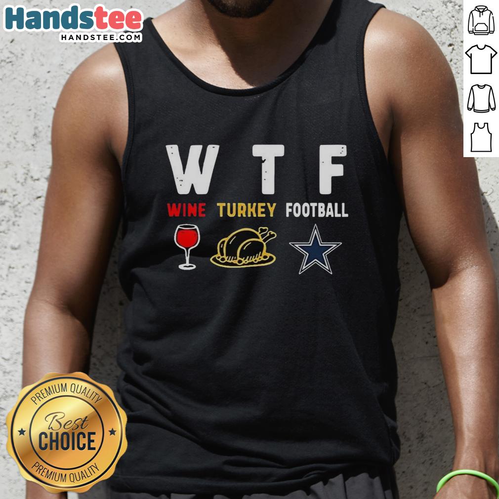 Nice wine and Thanksgiving-themed Dallas Cowboys football tank top for festive holiday celebrations.