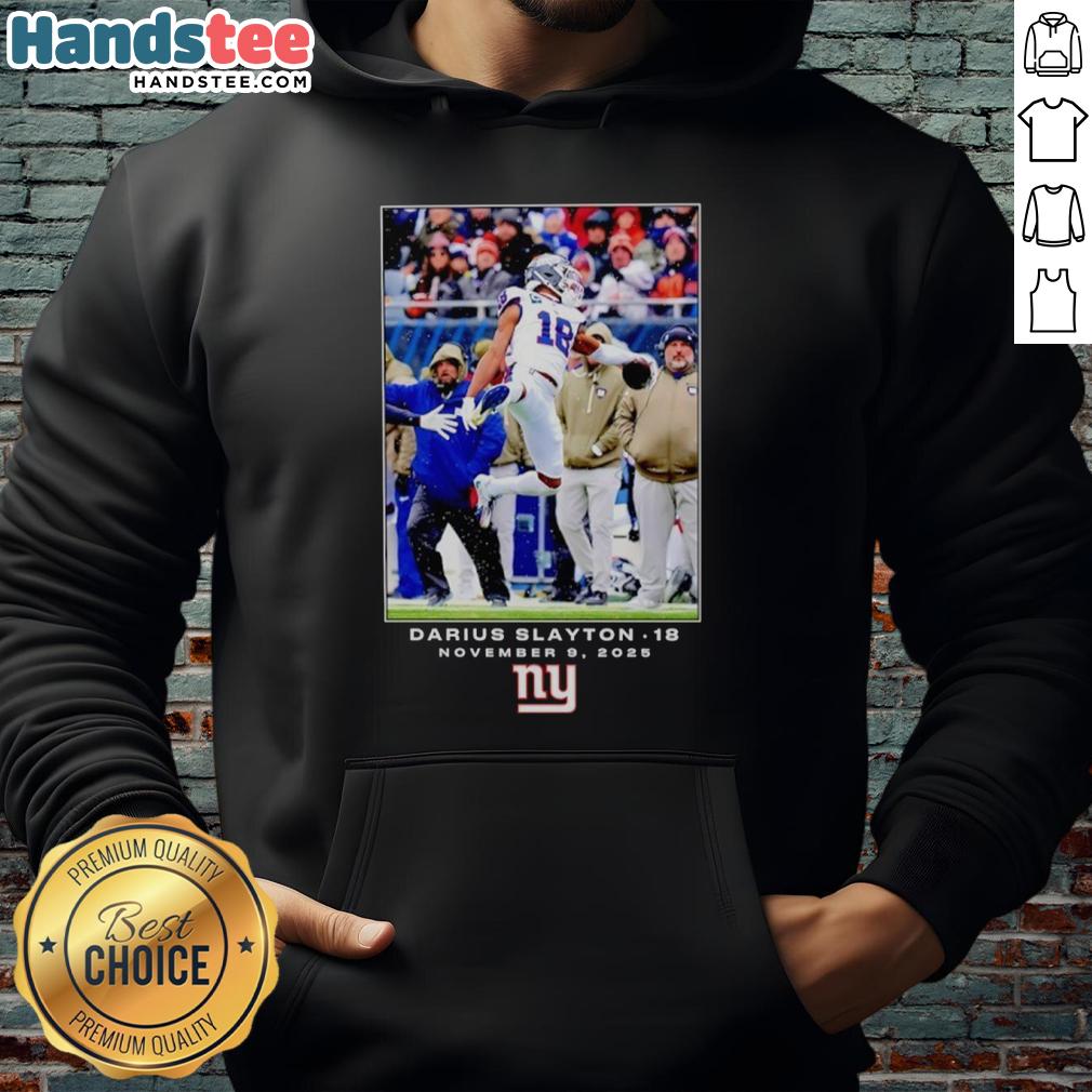 Alt Text: Darius Slayton wearing a New York Giants NFL hoodie featuring Flash Features design for Week 10.