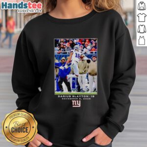 Alt Text: Darius Slayton wearing New York Giants NFL Week 10 sweatshirt, showcasing team pride and style.