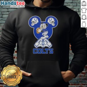 Official Mickey Hands Heart Love Indianapolis Colts Football Hoodie showcasing a unique design for fans.
