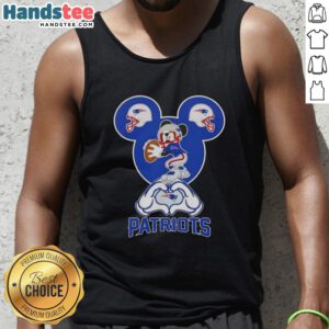 Alt Text: Official Mickey Hands Heart Love New England Patriots Football Tank Top for fans showcasing team spirit and style.
