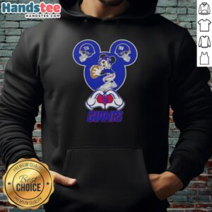 Alt Text: Official Mickey Hands Heart Love New York Giants Football Hoodie showcasing a stylish design for fans.