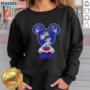 Alt Text: Official Mickey Hands Heart Love sweatshirt for New York Giants football fans, showcasing team spirit and style.