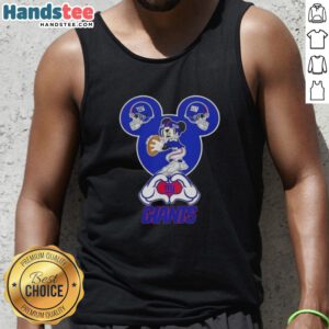 Official Mickey Hands Heart Love New York Giants Football Tank Top featuring Mickey Mouse design and team colors.