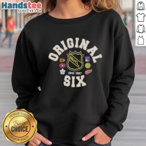 Alt Text: Official NHL Original Six Crest Hockey Sweatshirt featuring team logos and a stylish design for hockey fans.