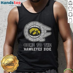 Alt Text: Official Star Wars Come to the Iowa Hawkeyes Side Tank Top featuring iconic Star Wars graphics and team colors.