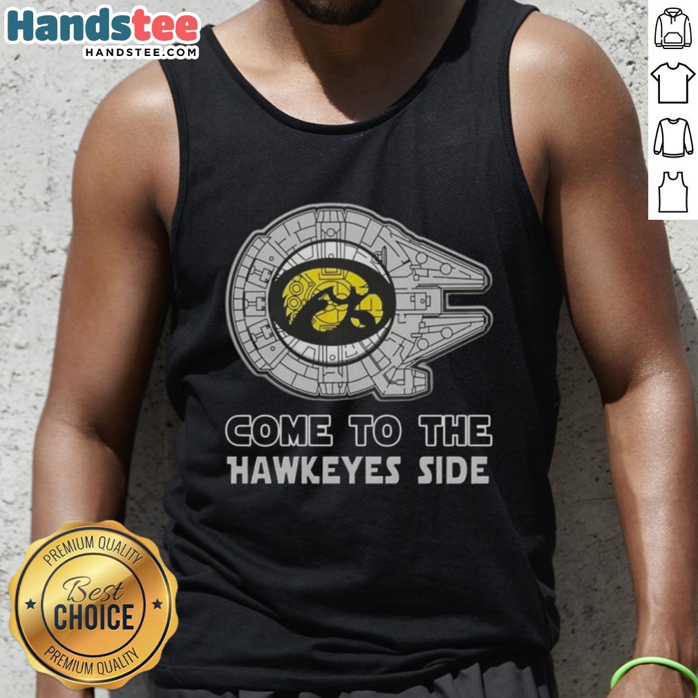 Alt Text: Official Star Wars Come to the Iowa Hawkeyes Side Tank Top featuring iconic Star Wars graphics and team colors.