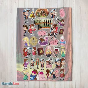 Premium Gravity Falls Dipper Mabel & Waddles Sticker Collage Blanket Fleece Customized Blanket