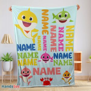 Premium Personalized Baby Shark Blanket Fleece Customized Blanket