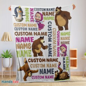 Premium Personalized Masha And The Bear Blanket Fleece Customized Blanket