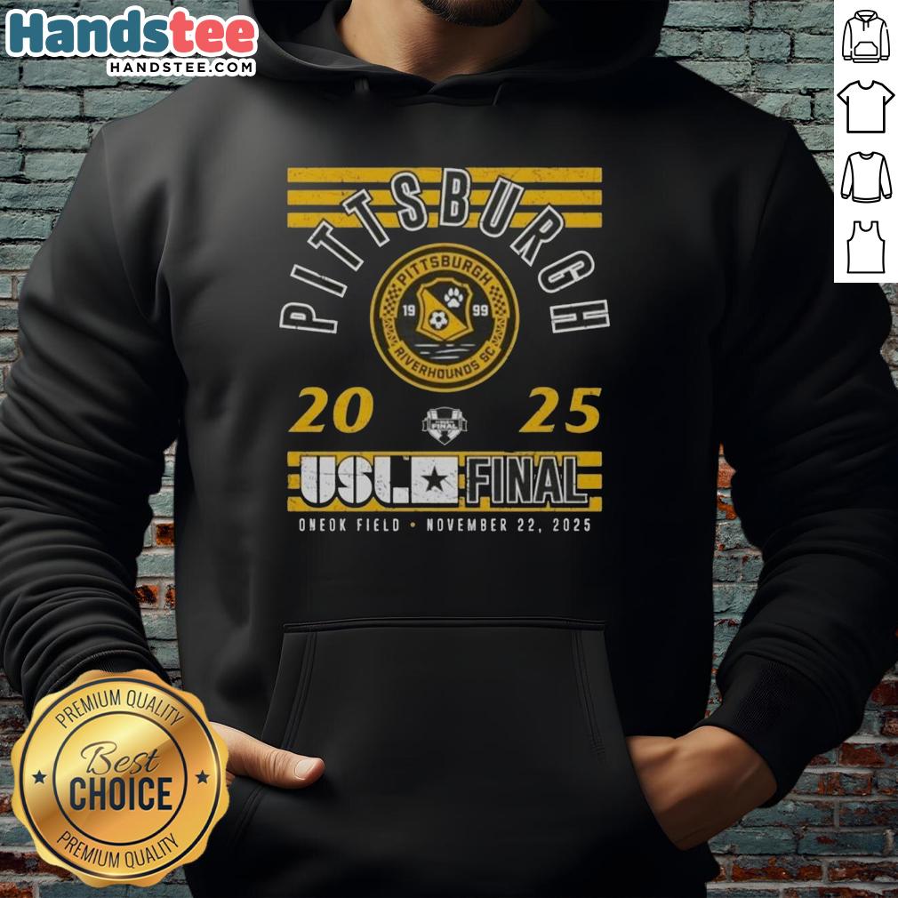 Premium Pittsburgh Riverhounds SC 2025 USL Championship Final Hoodie featuring team logo and stylish design.