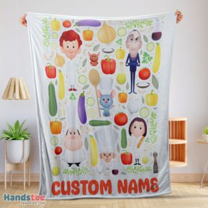 Premium Pixar Ratatouille  Chief Cute Chibi Character Vegetable Blanket Fleece Customized Blanket