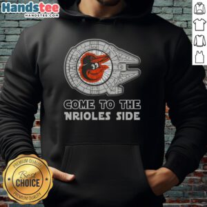 Premium Star Wars Come to the Baltimore Orioles Side Hoodie featuring a vibrant design for fans of both franchises.