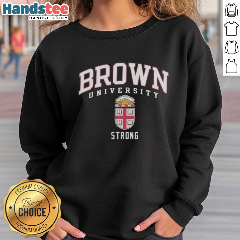 Awesome brown University Strong logo sweatshirt featuring a stylish design, perfect for school spirit and casual wear.