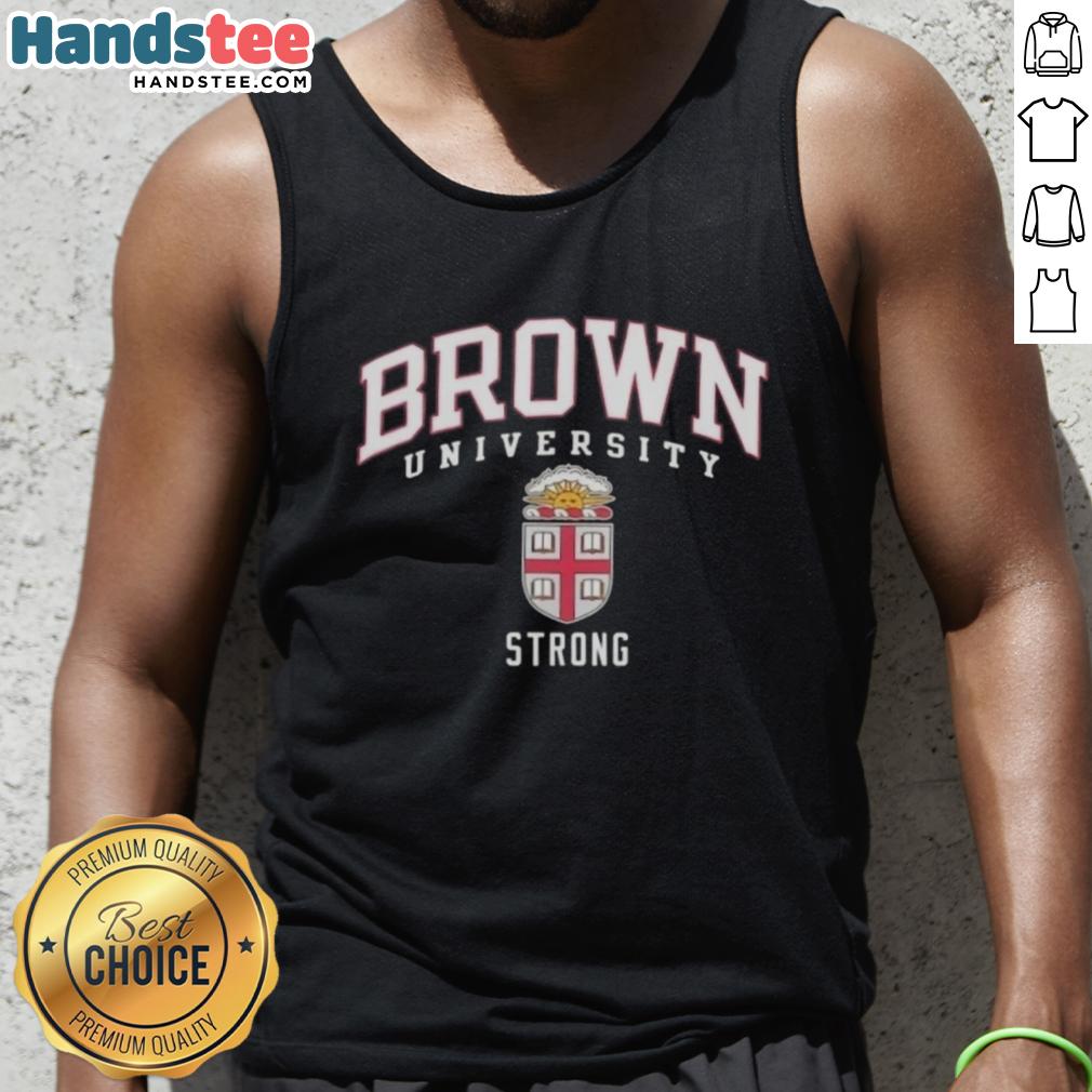 Awesome Brown University strong logo tank top featuring a bold design, perfect for students and alumni.