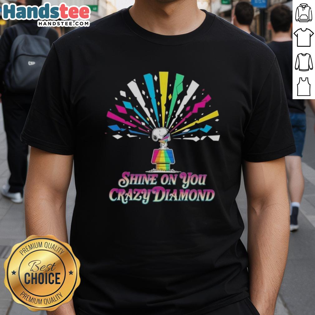Awesome Peanuts Snoopy Shine On You Crazy Diamond T-Shirt featuring a vibrant Snoopy graphic and stylish design.