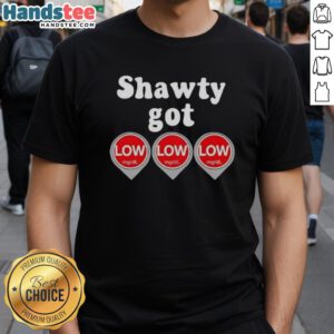 Alt Text: Awesome Shawty Got Low Diabetes T-Shirt featuring fun graphics and a catchy phrase, perfect for diabetes awareness.
