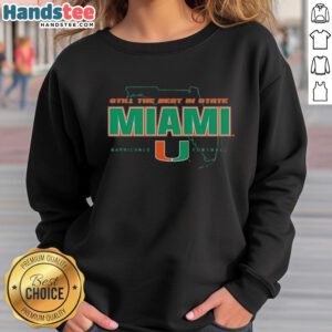 Miami Hurricanes football state sweatshirt featuring bold colors and logo, perfect for fans and game day attire.