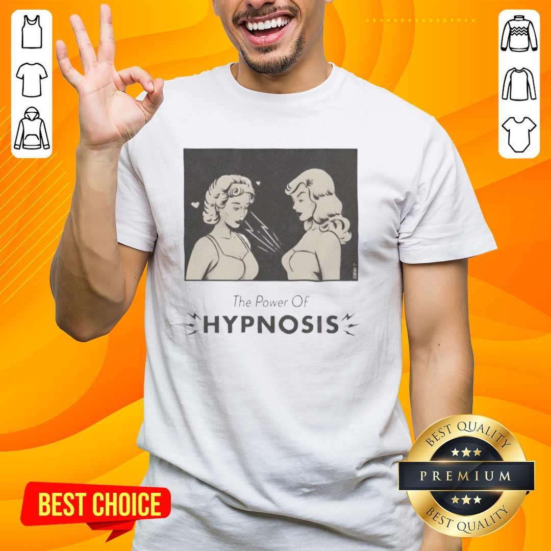 Two girls wearing 'The Power Of Hypnosis' T-shirt, showcasing confidence and style in a vibrant outdoor setting.