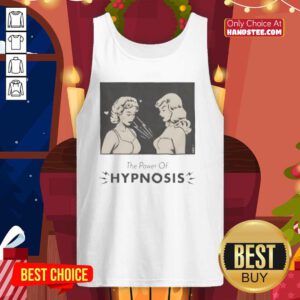 Two girls wearing 'The Power of Hypnosis' tank top, showcasing friendship and style in a vibrant outdoor setting.