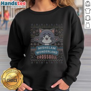 Alt Text: Cute Mishelam Wonderland ugly sweater sweatshirt featuring colorful graphics and a cozy design for winter fashion.
