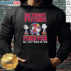 Alt Text: Cute Peanuts Snoopy and friends Detroit Pistons hoodie, showcasing team spirit and fun style for fans.