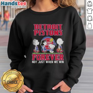 Cute Peanuts Snoopy and friends Detroit Pistons Forever sweatshirt, perfect for fans celebrating team spirit.