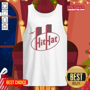 Funny KitKat Hit Hat Twin Towers Incident 9/11 meme tank top featuring a humorous graphic design.