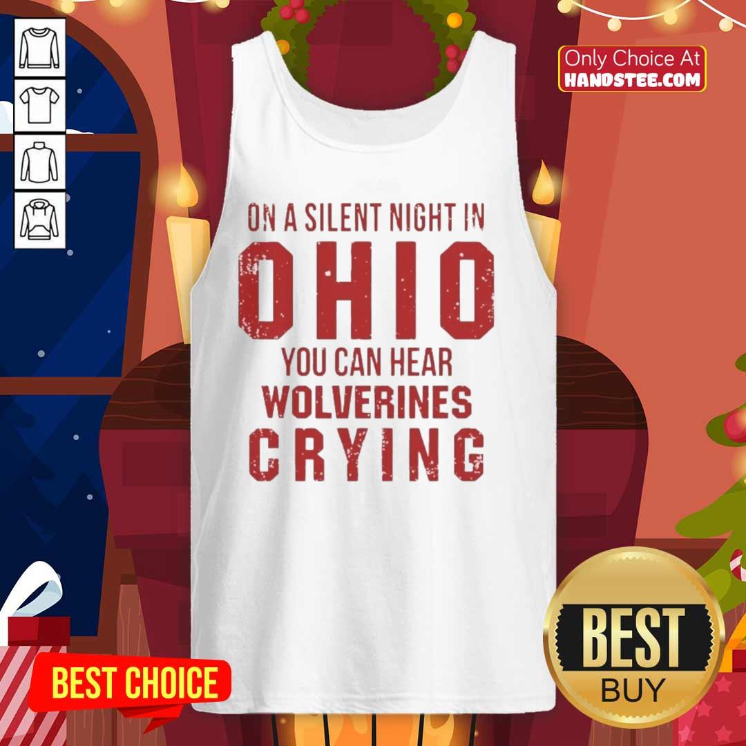 Funny Ohio State Buckeyes tank top featuring Michigan Wolverines crying design, perfect for college football fans.