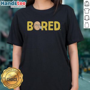 Funny One Punch Man Saitama meme on a ladies tee, featuring the bored hero with a humorous expression.