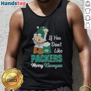 Funny Xmas tank top featuring Santa Claus with a playful message for Green Bay Packers fans. Perfect for holiday cheer!