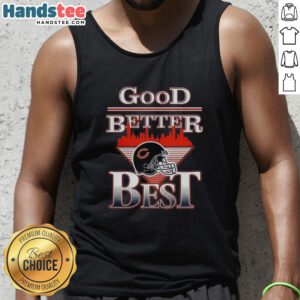 Stylish Chicago Bears tank top featuring the Good Better Best helmet logo and city skyline design.