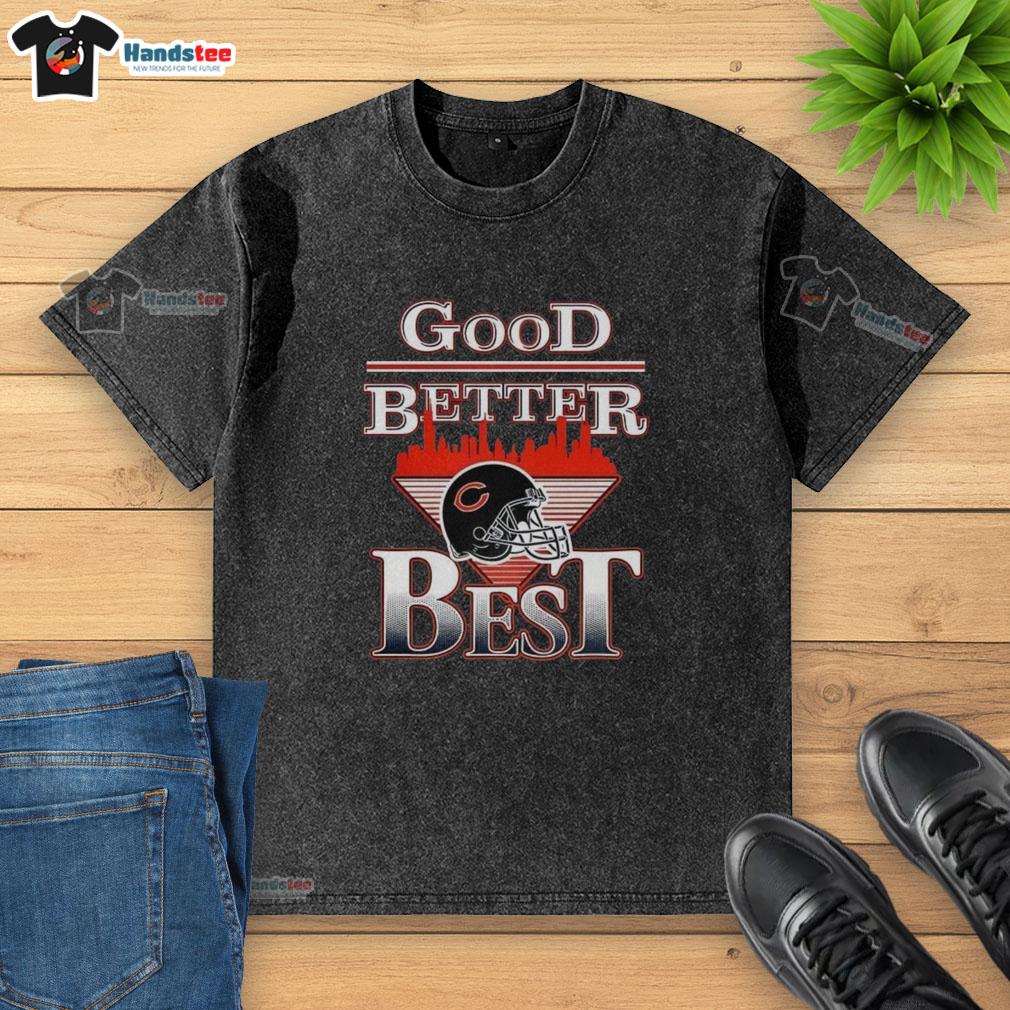 Good Chicago Bears football washed t-shirt featuring triangle logo and city skyline design for fans.